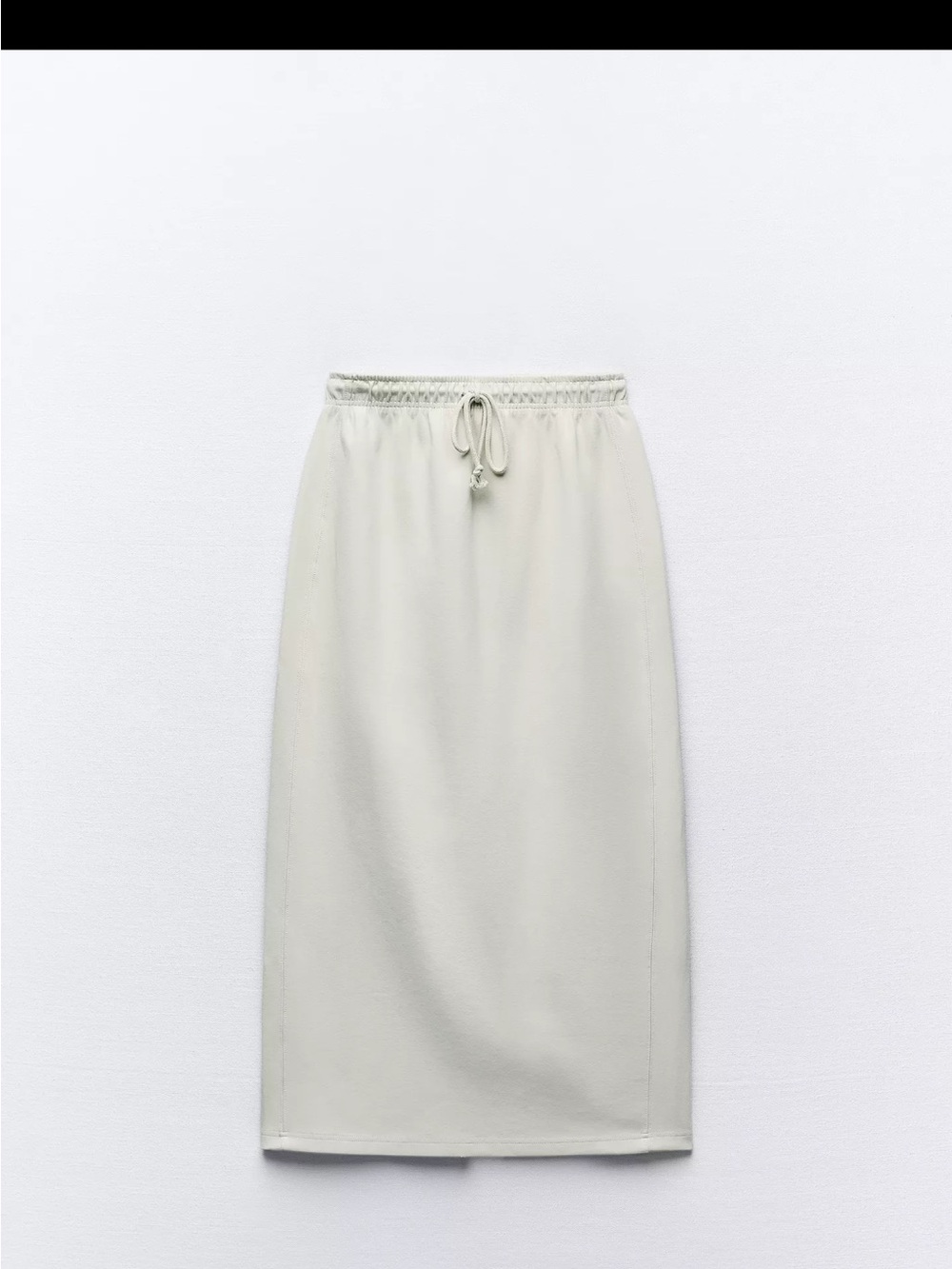Zara Light Cream Drawstring Midi Skirt